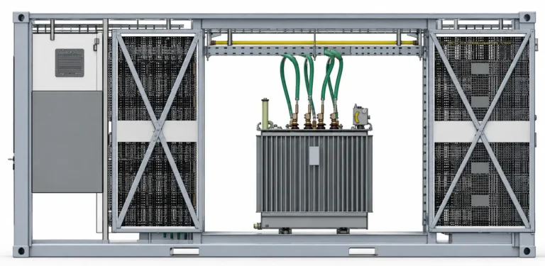 Open-frame-transformer-container Pilco design